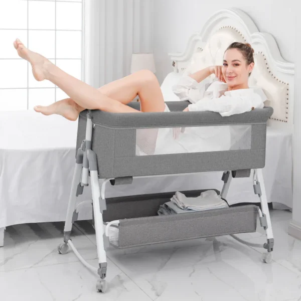 Baby Bassinet,Kids Cot Baby Crib Cradle Newborn Movable Portable Nest Crib Baby Travel Bed - Image 2