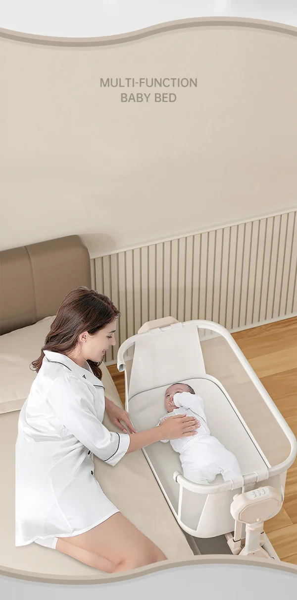Rocking Baby Bassinet,Baby Cribs,Newborn Co-Sleeper,Infant Beside Sleeper,Unisex Baby Bed Cribs, Portable Travel Crib,Cradle - Image 2