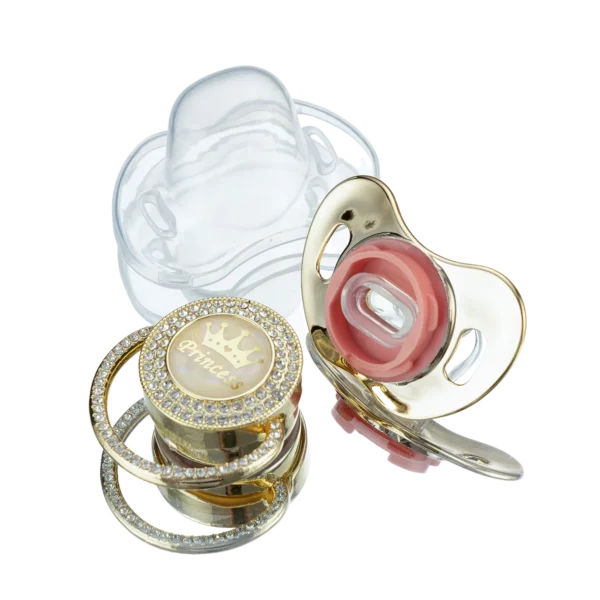 Miyocar Bling Handle Custom Gold Pacifier Bring 3 Replacement Teat Include All Size for Bo for Boy Girl Gift - Image 2