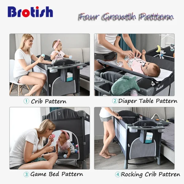 Brotish New Upgrade Multifuction Baby Crib Splicing Large Kid Bed Removable bb Portable Folding Newborn Cot Bedside Bed Cradle - Image 2