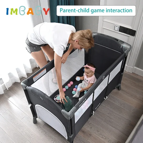 IMBABY Baby Bed Portable Baby Cribs with Diaper Table Baby Nest Double Decker Baby Sleep Cradle Multifunctional Playpen Crib - Image 3