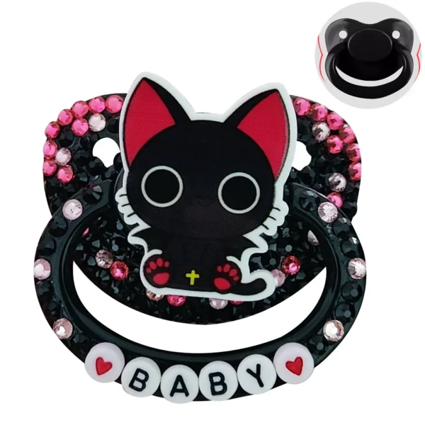DDLG Cute Black Cart Design Adult Silicone Pacifier for Stress Relief Silicone Soother Pacifiers For Autisms