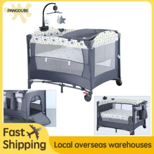 PANGDUBE Multifunctional Baby Crib 0 to 3 Years Old Newborn Baby Bed 104*76cm Cribs with Changing Table,Playpen,Co-sleeping Bed
