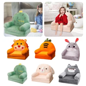 H Foldable Kids Sofa Backrest Armchair 2 In 1 Foldable Children Sofa Cute Cartoon Lazy Sofa Children Swivel Cushion For Car