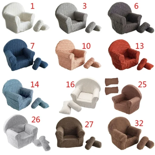 3pc Infant Photography Couch Baby Sofa Posing Figure Baby Skin-friendly Supplies - Image 4