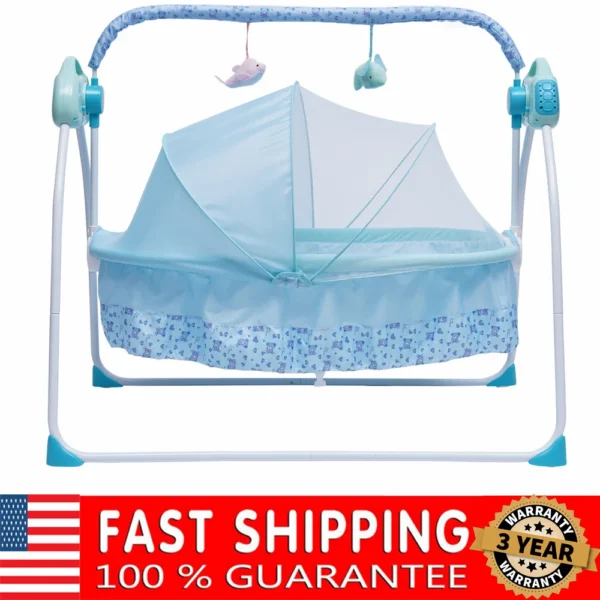 Portable Electric Baby Cradle Crib Auto-Swing Bassinet Rocking Cot Infant Baby Sleeping Bed&Music