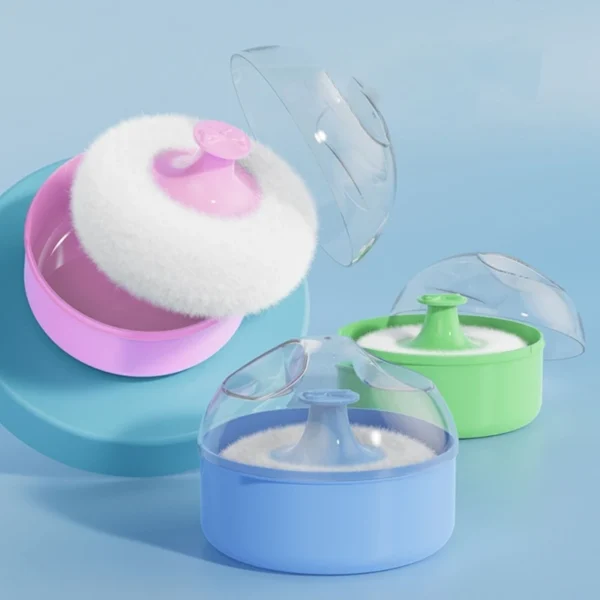 Baby Body Cosmetic Powder Puff and Container Case Newborns Body Powder Puff with Empty Storage Box Children Body Care Tool