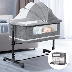 3in1 Bassinet with Comfy Mattress Bedside Sleeper Portable Bedside Bassinet for Baby Girl Boy with Wheels Easy to Assemble