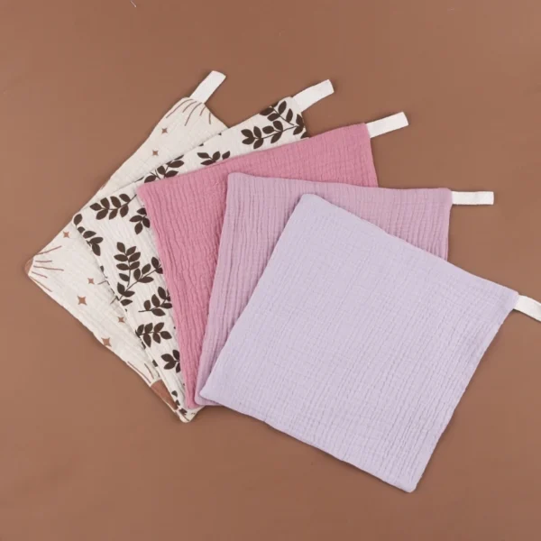 5PCS Soft Absorbent Gauze Cotton Baby Towels Wipe Face Cloths Towel Face Handkerchief Baby Bathing Feeding Washcloth - Image 3