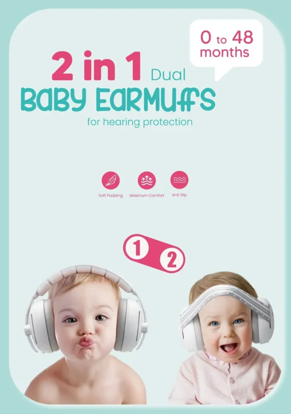 Baby Ear Protection Noise Cancelling Headphones 2-in-1 Convertible Design Noise Reduction Earmuffs for Infant Improves Sleep - Image 4