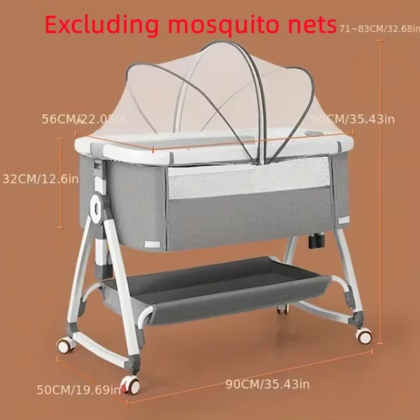 Baby crib, baby rocking bed, splicing large bed, multifunctional baby crib, foldable, height adjustable splicing - Image 3