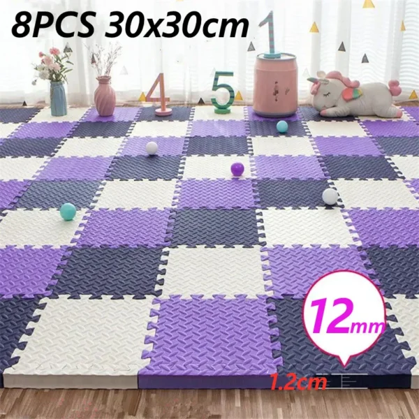 Tatame Gyms & Playmats 8PCS 30x30cm Activities for Baby Mat Thick 1.2cm Baby Playing Mat Floor Noise Mat Gym for Babies Game Mat - Image 6