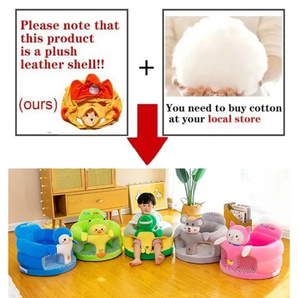 Cute Baby Sofa Support Seat Cover Plush Chair LearningTo Sit Feeding Chair Comfortable Toddler Nest Puff Washable Without Filler - Image 3