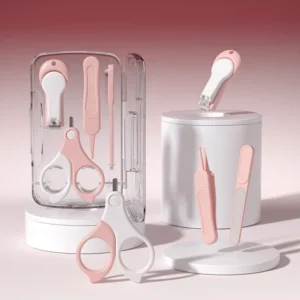 4PCS Newborn Baby Nail Scissor Baby Nail Care Tool Kid Safe Portable Nail Clipper Trimmer Tweezer with Box Children Manicure Kit