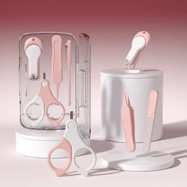 4PCS Newborn Baby Nail Scissor Baby Nail Care Tool Kid Safe Portable Nail Clipper Trimmer Tweezer with Box Children Manicure Kit