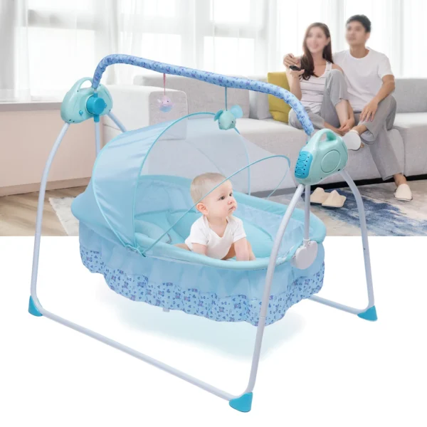 Portable Electric Baby Cradle Crib Auto-Swing Bassinet Rocking Cot Infant Baby Sleeping Bed&Music - Image 3