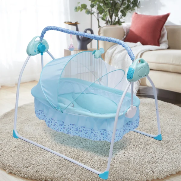 Portable Electric Baby Cradle Crib Auto-Swing Bassinet Rocking Cot Infant Baby Sleeping Bed&Music - Image 2